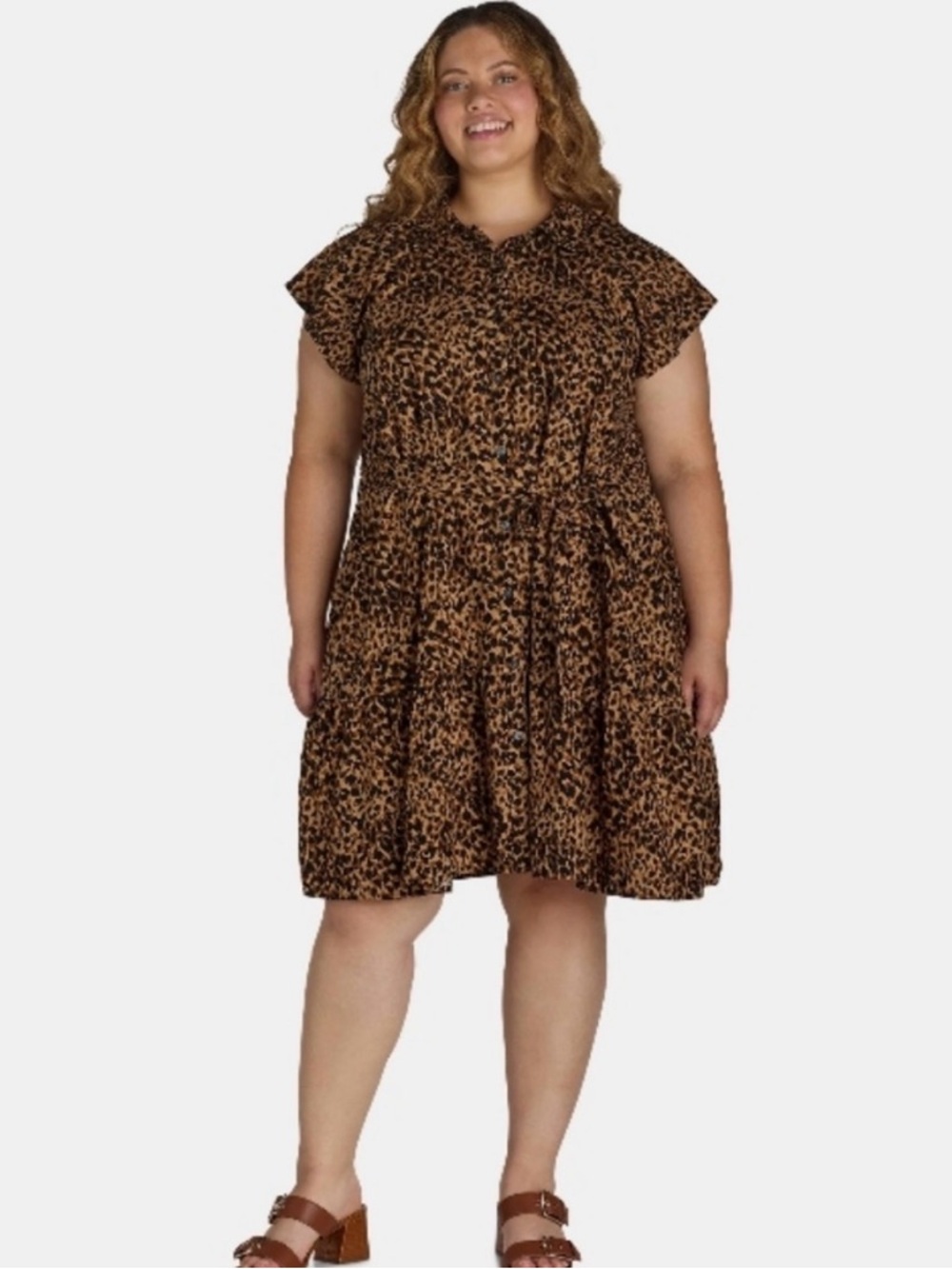 Terra & Sky Leopard Print Dress, Size 3X, NWT